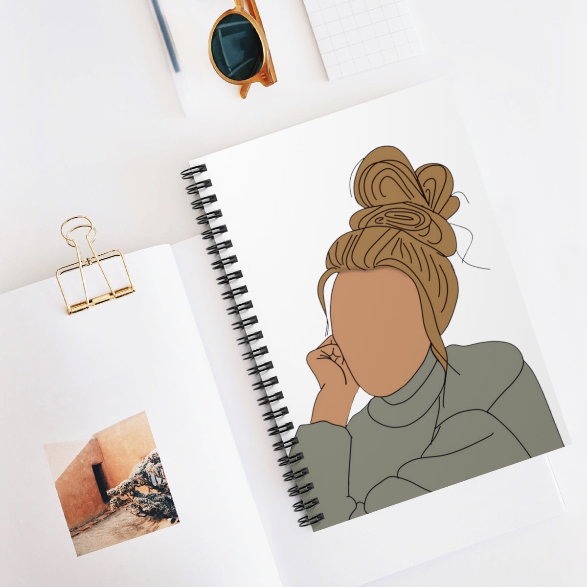 Modest Sticker Co. Blonde Girl Topknot Notebook - Ruled Line (6x8)