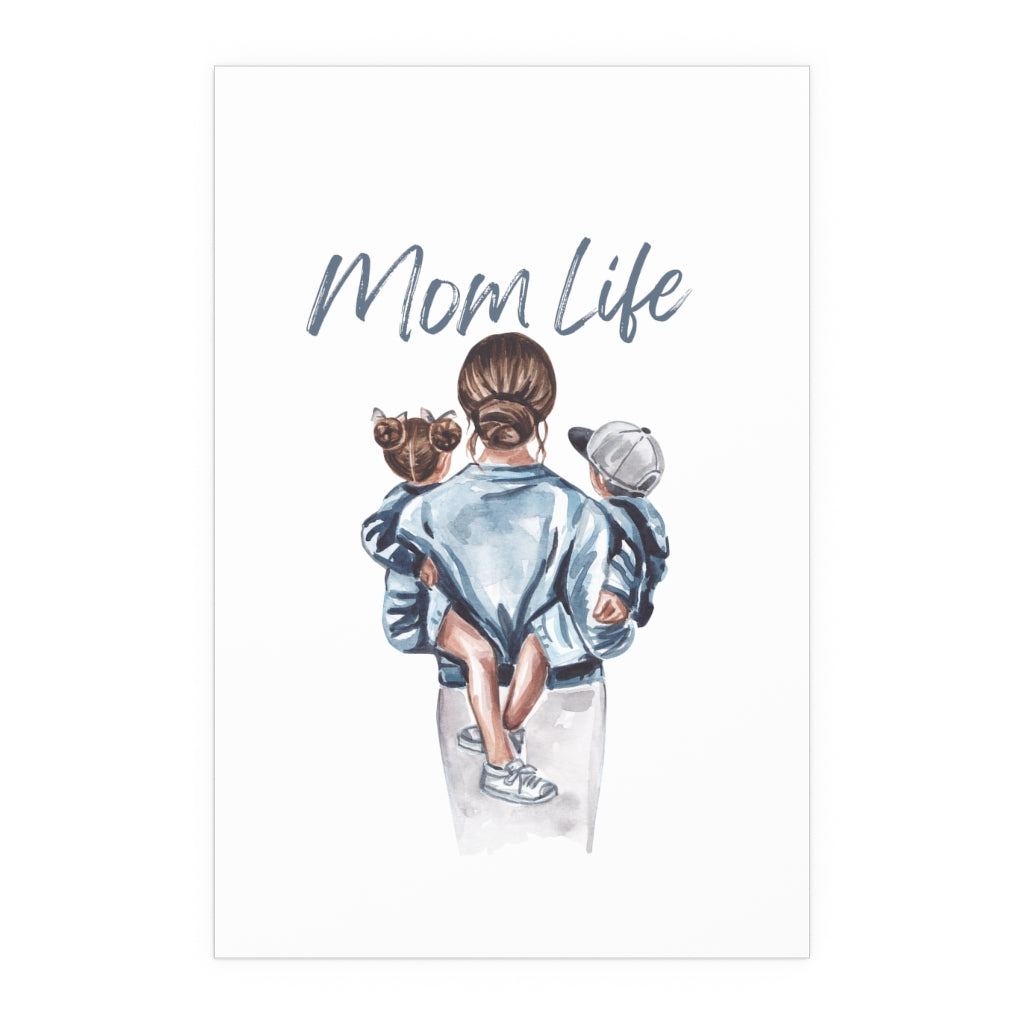 Mom Life - Daughter and Son Indoor and Outdoor Silk Poster