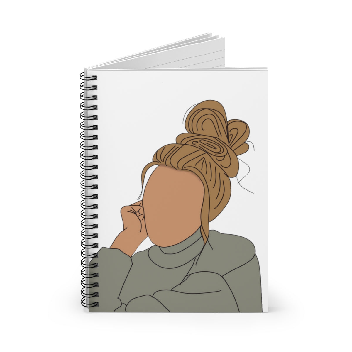 Modest Sticker Co. Blonde Girl Topknot Notebook - Ruled Line (6x8)