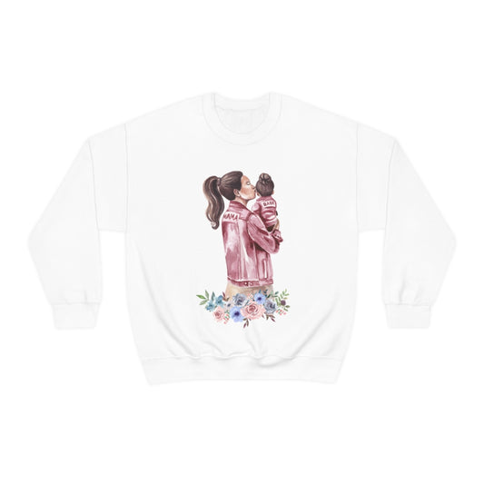 Girl Mom -Floral Design Unisex Heavy Blend™ Crewneck Sweatshirt